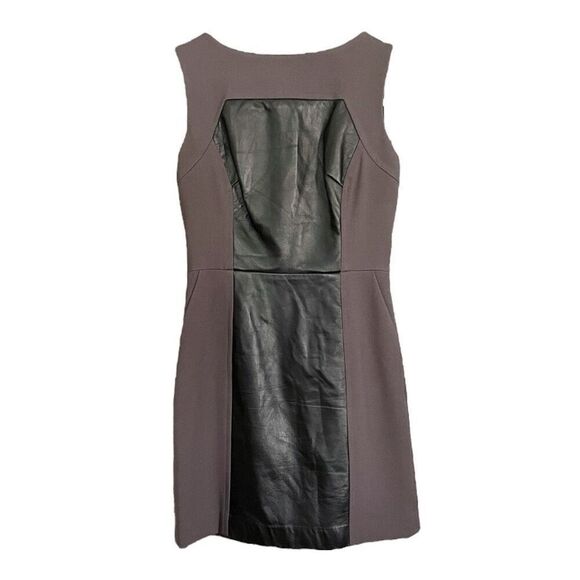 Milly New York Gray and Black Leather Paneled Dress - Picture 1 of 5
